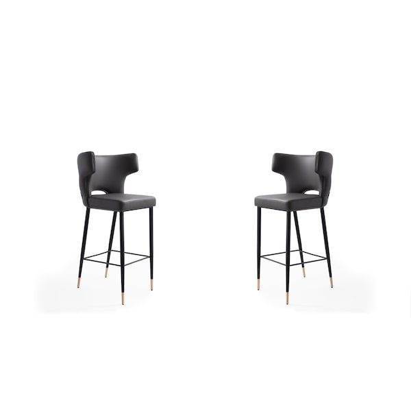 Manhattan Comfort Holguin Barstool in Grey, Black and Gold (Set of 2) 2-BS011-GY - main
